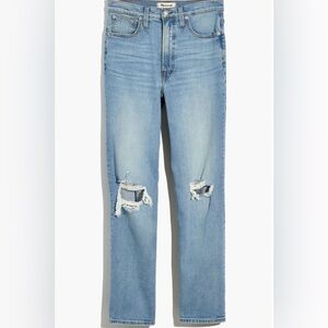 Madewell The Perfect Vintage Rip Knee High Waist Straight Leg Jeans